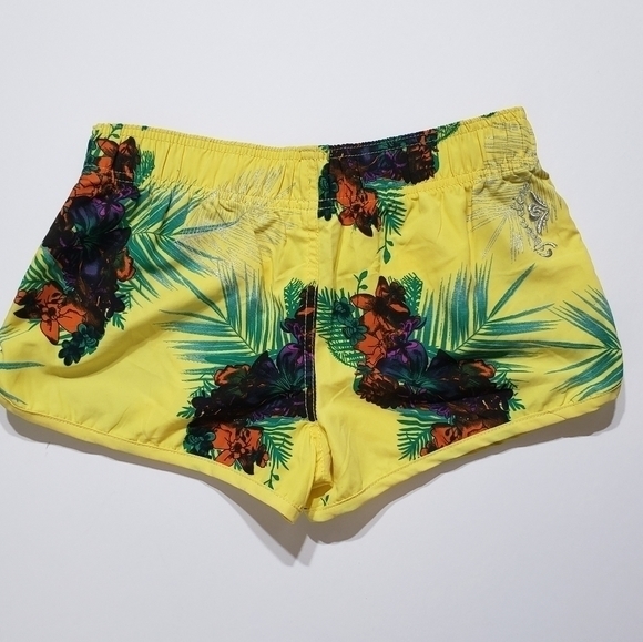 TROPICAL JUNGLE boardshorts summer Palm tree floral yellow women's SZ M - Picture 4 of 9